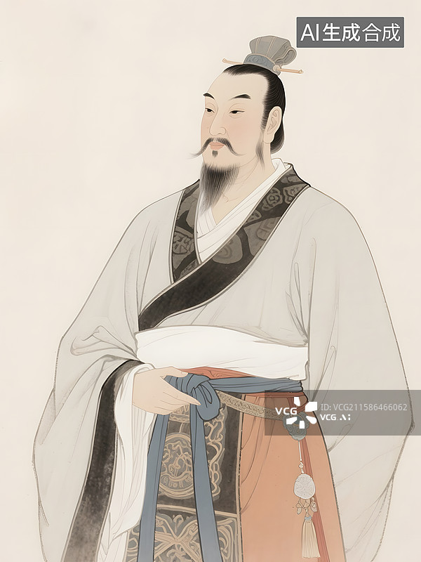 【AI数字艺术】中国古代历史外交家探险家丝绸之路开拓者张骞肖像图片素材