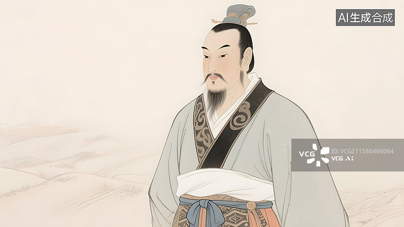【AI数字艺术】中国古代历史外交家探险家丝绸之路开拓者张骞肖像图片素材