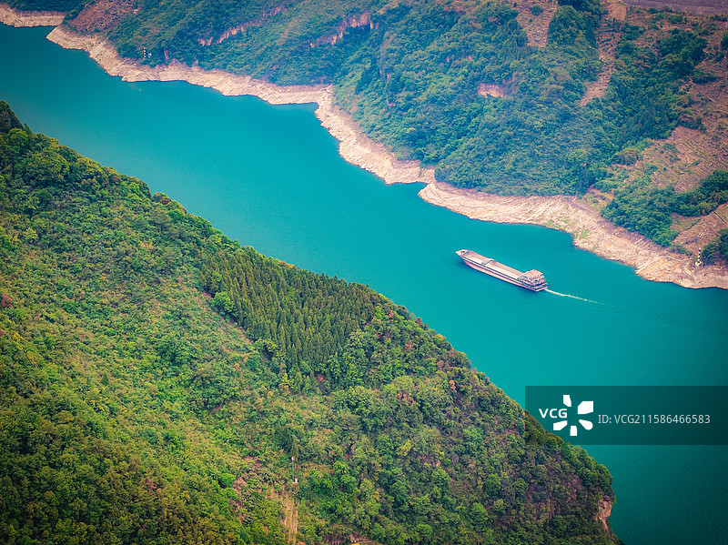航拍宜昌秭归长江三峡风景区西陵峡风景图片素材