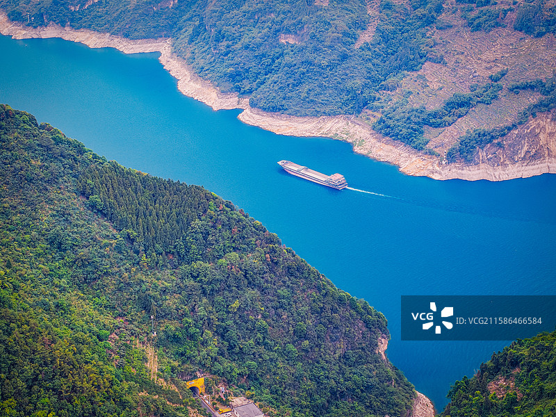 航拍宜昌秭归长江三峡风景区西陵峡风景图片素材