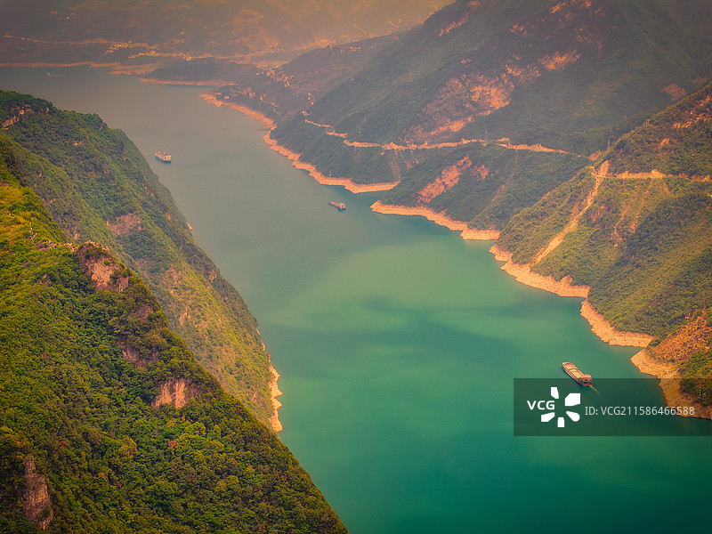 航拍宜昌秭归长江三峡风景区西陵峡风景图片素材
