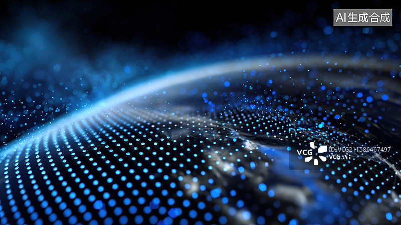 【AI数字艺术】蓝色光点环绕的地球图像图片素材