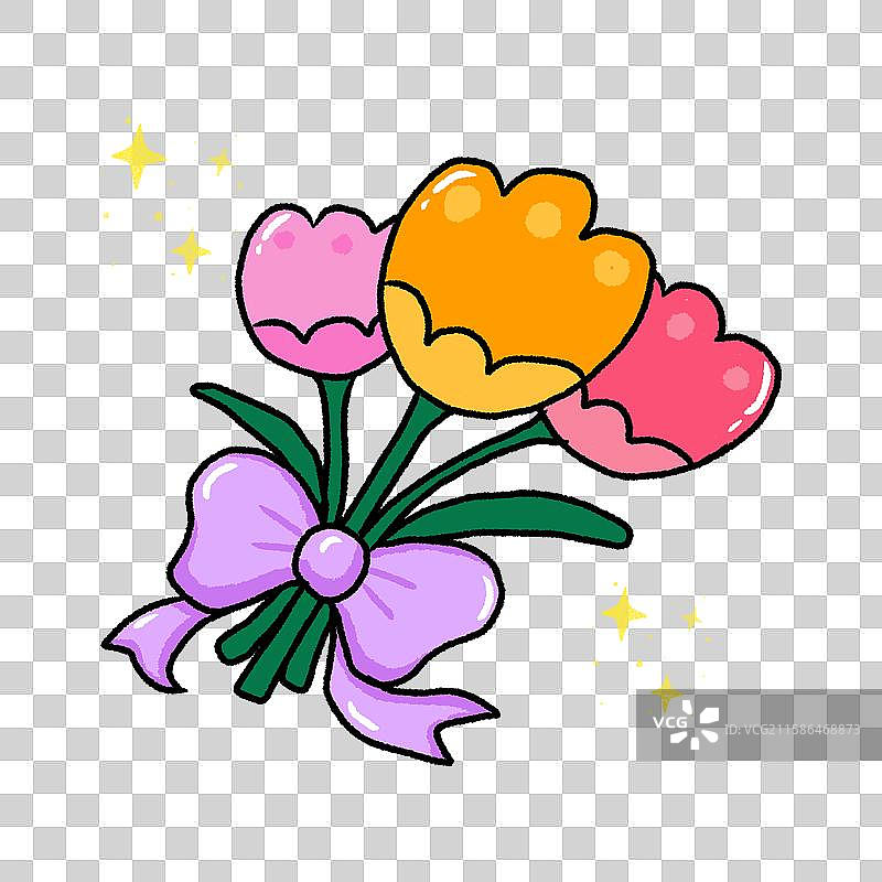 可爱卡通花束插画图片素材