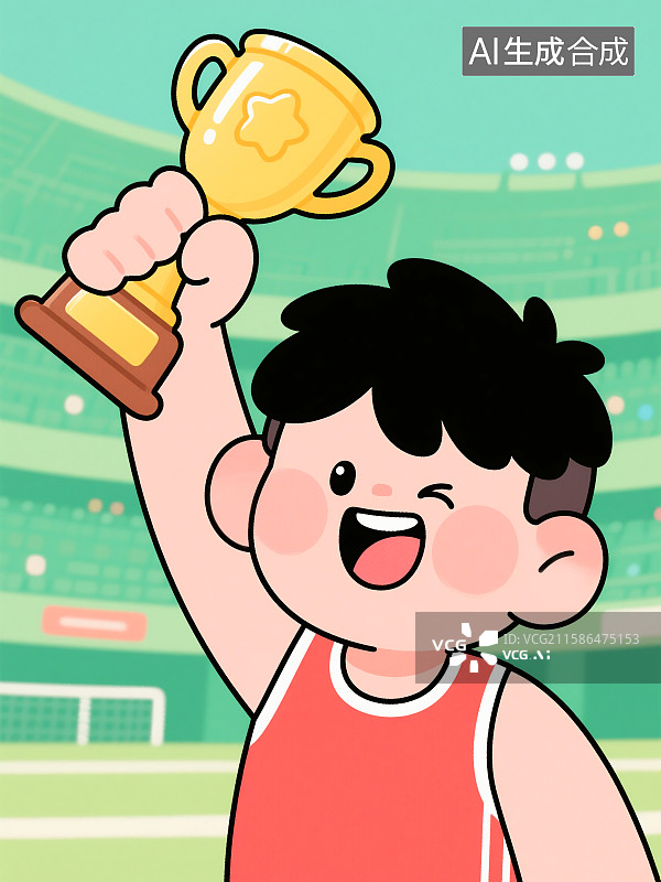 【AI数字艺术】拿着金奖杯的运动员插画图片素材