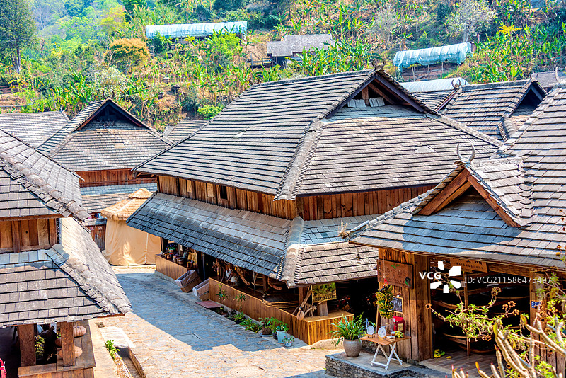 中国云南普洱澜沧县景迈山糯干古寨风光图片素材