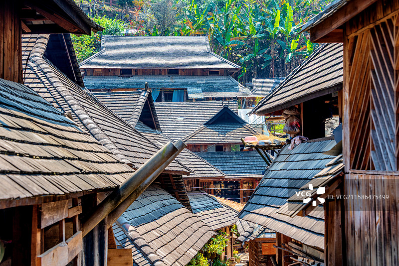 中国云南普洱澜沧县景迈山糯干古寨风光图片素材