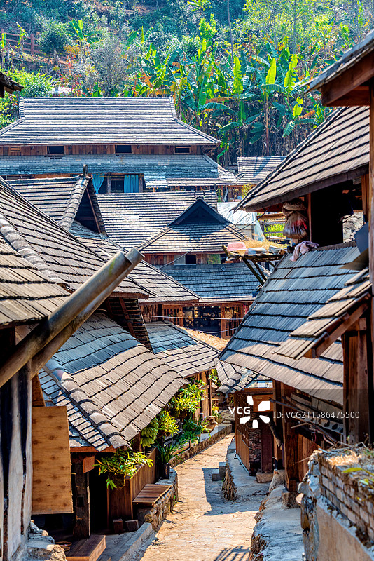 中国云南普洱澜沧县景迈山糯干古寨风光图片素材