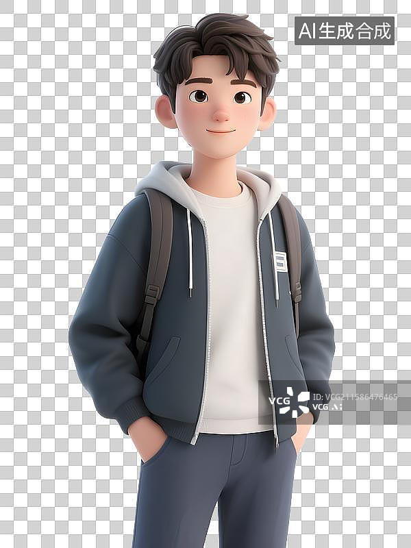 【AI数字艺术】开学季3D立体小学生中学生大学生年轻人形象免抠图元素素材图片素材