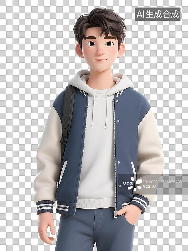 【AI数字艺术】开学季3D立体小学生中学生大学生年轻人形象免抠图元素素材图片素材
