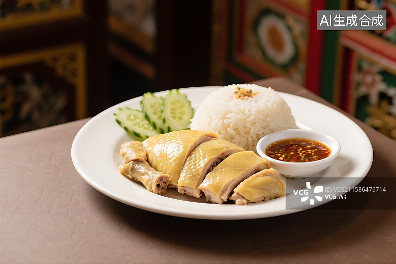 【AI数字艺术】海南鸡饭 美食摄影 中餐 美味料理 文昌鸡 南洋风 餐厅菜谱 亚洲特色美食 新加坡图片素材
