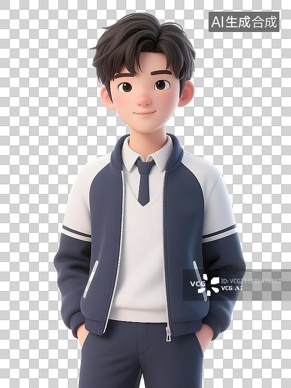 【AI数字艺术】开学季3D立体小学生中学生大学生年轻人形象免抠图元素素材图片素材