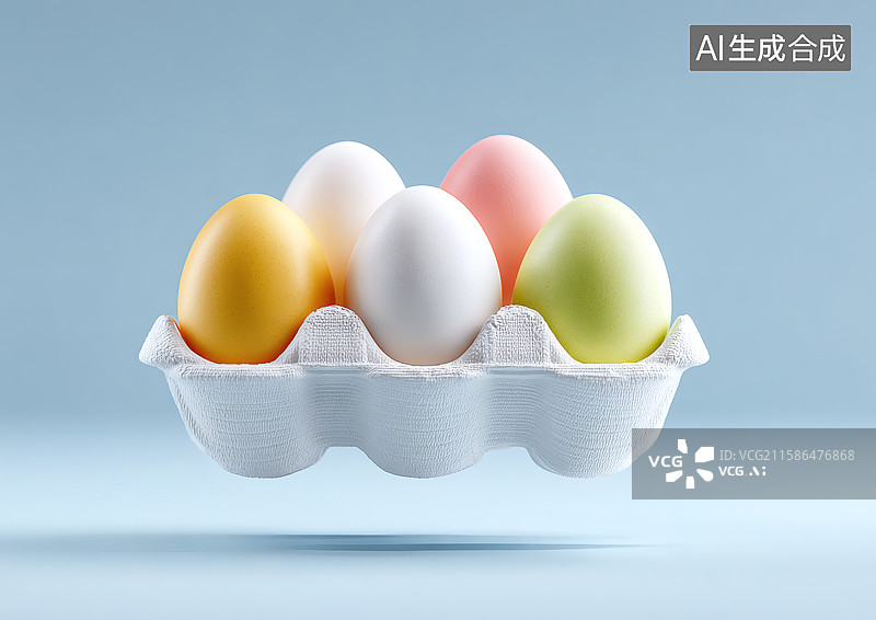 【AI数字艺术】纸盒装着彩色的鸡蛋图片素材