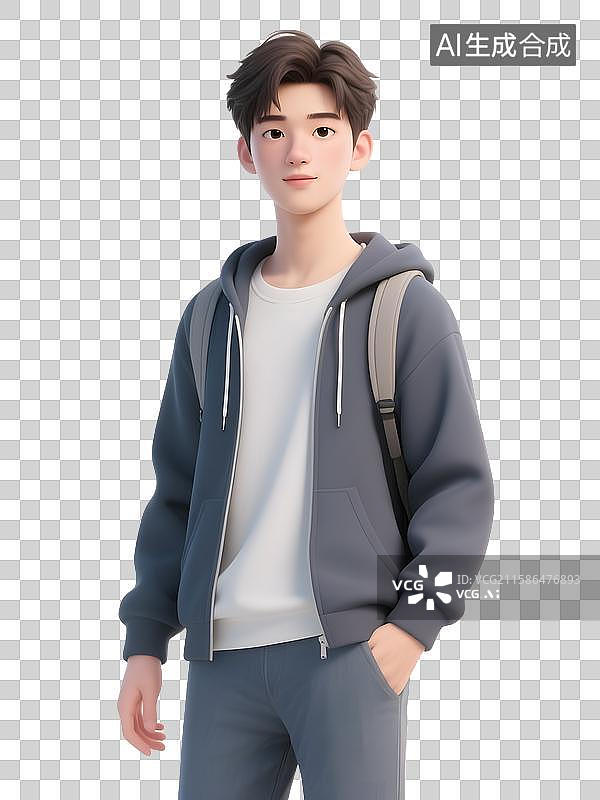 【AI数字艺术】开学季3D立体小学生中学生大学生年轻人形象免抠图元素素材图片素材