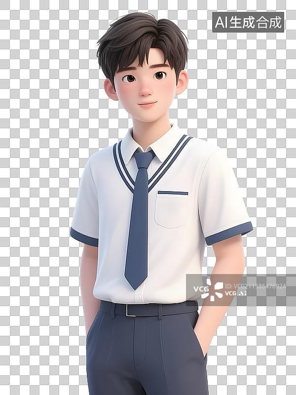 【AI数字艺术】开学季3D立体小学生中学生大学生年轻人形象免抠图元素素材图片素材