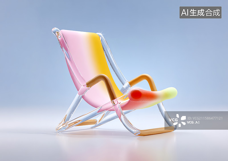 【AI数字艺术】一把彩色卡通折叠椅图片素材