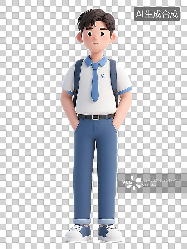 【AI数字艺术】开学季3D立体小学生中学生大学生年轻人形象免抠图元素素材图片素材