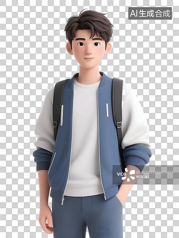 【AI数字艺术】开学季3D立体小学生中学生大学生年轻人形象免抠图元素素材图片素材