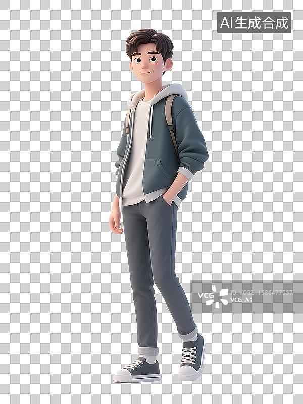 【AI数字艺术】开学季3D立体小学生中学生大学生年轻人形象免抠图元素素材图片素材