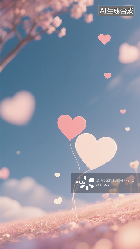 【AI数字艺术】七夕浪漫背景  温馨壁纸 简约设计 情感背景 柔和色调 视觉舒适图片素材