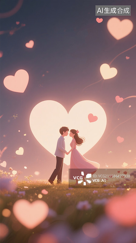【AI数字艺术】七夕浪漫背景  温馨壁纸 简约设计 情感背景 柔和色调 视觉舒适图片素材