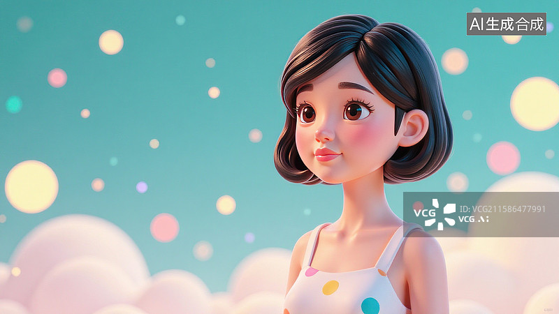 【AI数字艺术】在梦幻光晕场景下的女生图片素材