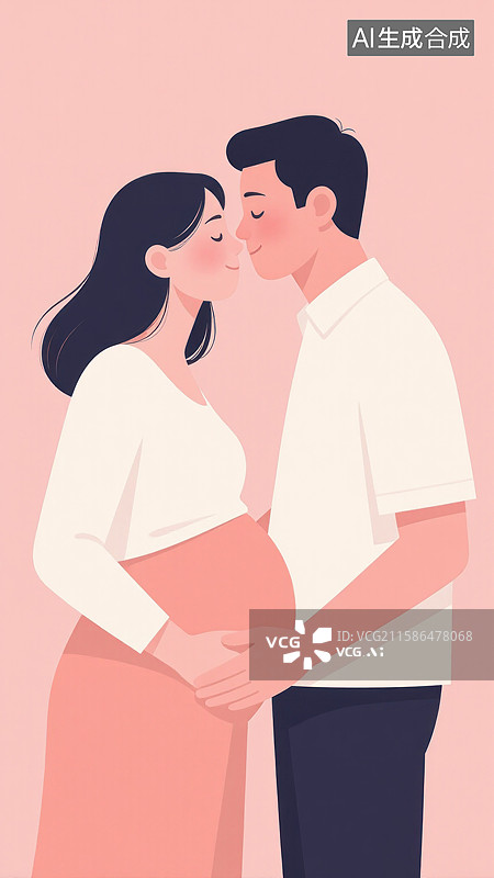 【AI数字艺术】准父母温柔相拥的幸福时刻图片素材