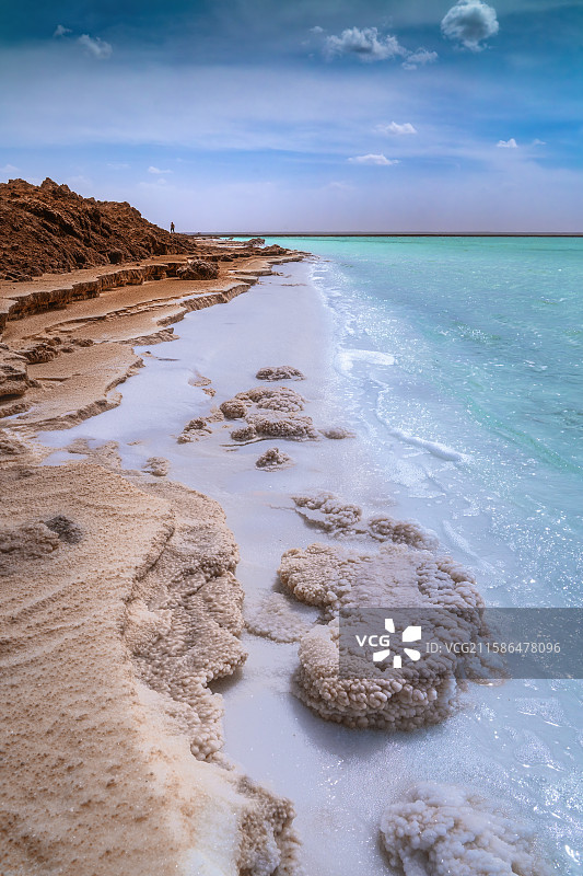 一里坪盐湖盐花、盐结晶、盐壳，青海，海西，茫崖图片素材