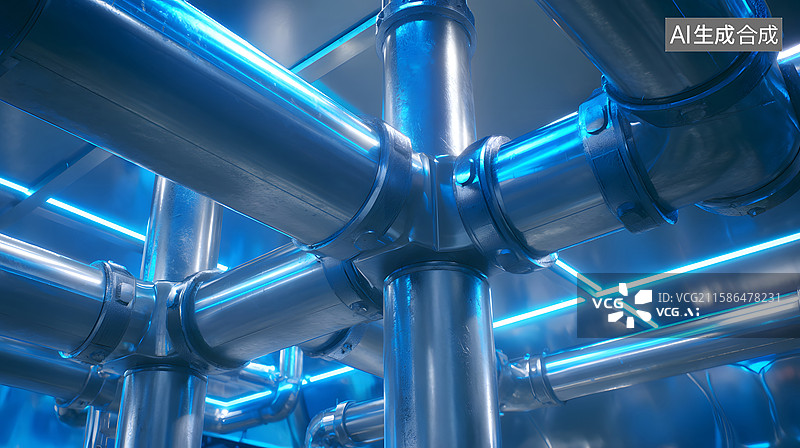 【AI数字艺术】工业环境中的金属管路图片素材