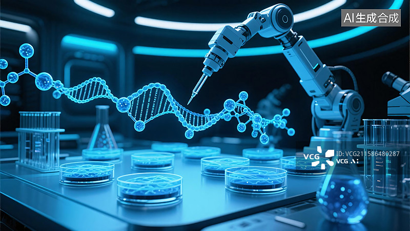 【AI数字艺术】基因科研图概念背景图片素材
