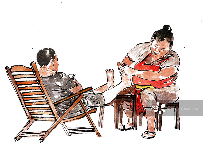 按摩脚的女子图片素材