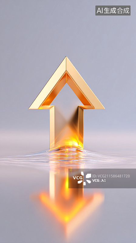 【AI数字艺术】科技金色向上箭头图片素材