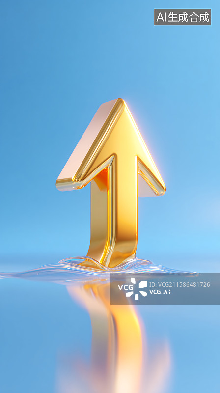 【AI数字艺术】科技金色向上箭头图片素材