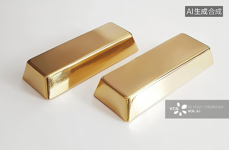 【AI数字艺术】两块光泽金条并排展示图片素材