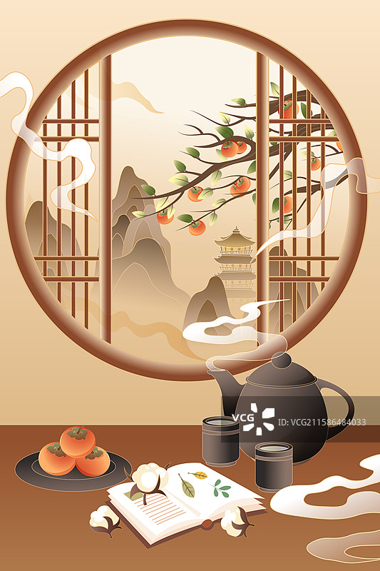 卡通冬季冬天立冬节气冬至大雪打雪仗儿童家人亲子美食餐饮雪景滑雪堆雪人自然风景中国风国潮渐变矢量插画图片素材