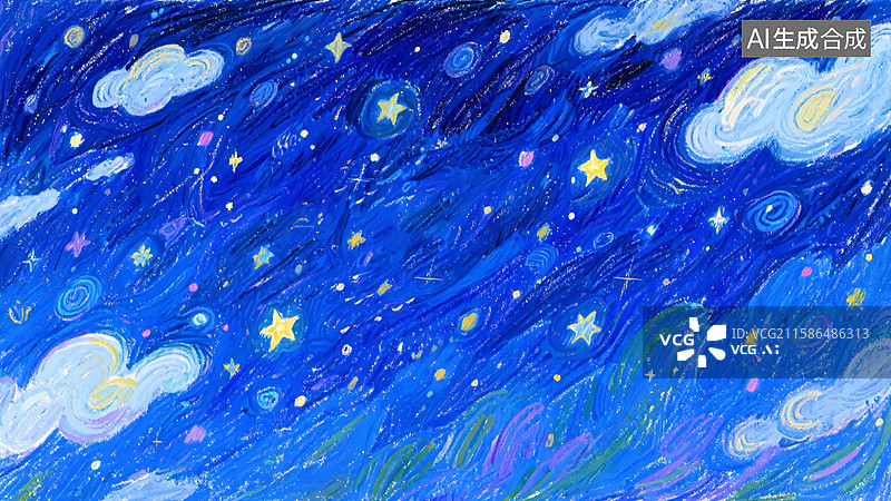 【AI数字艺术】星空童梦插画图片素材