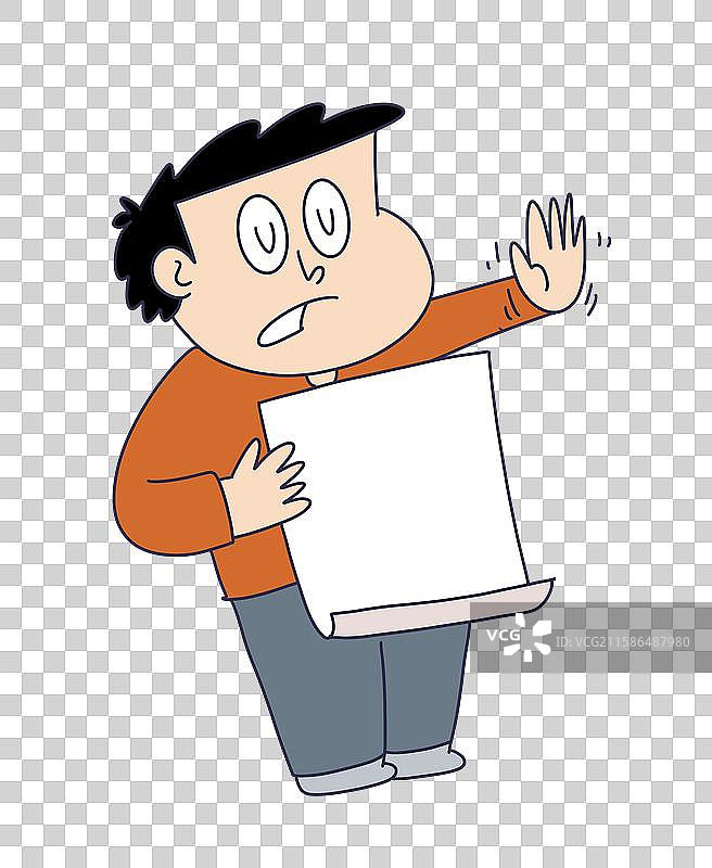 拿着空白纸张伸手拒绝的人物图片素材