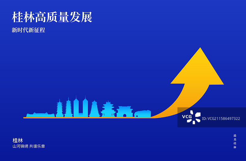 桂林城市经济增长科技城市GDP高端理财股市箭头涨幅上涨互联网金融证券活动矢量插画海报展板图片素材