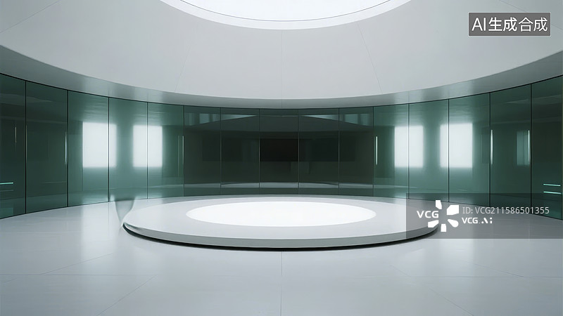 【AI数字艺术】现代简约圆形展厅内部图片素材