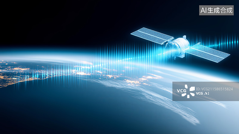 【AI数字艺术】太空科技背景——地球与人造卫星图片素材