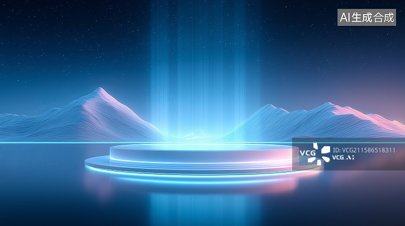 【AI数字艺术】商务科技背景——抽象高山背景产品展台图片素材