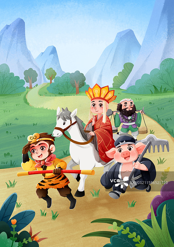 西游记师徒四人在路上图片素材