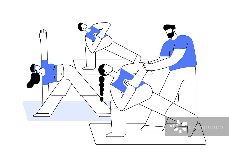 孤立的卡通瑜伽课程图片素材