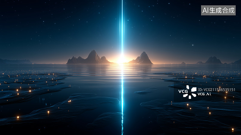 【AI数字艺术】未来城市与星球交汇的科幻景象图片素材