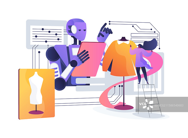 人工智能时尚设计合作抽象概念图片素材