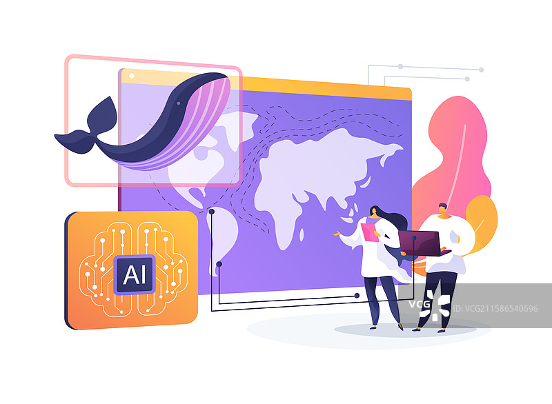 人工智能野生动物行为分析抽象概念图片素材