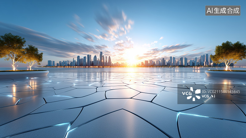 【AI数字艺术】未来城市广场图片素材