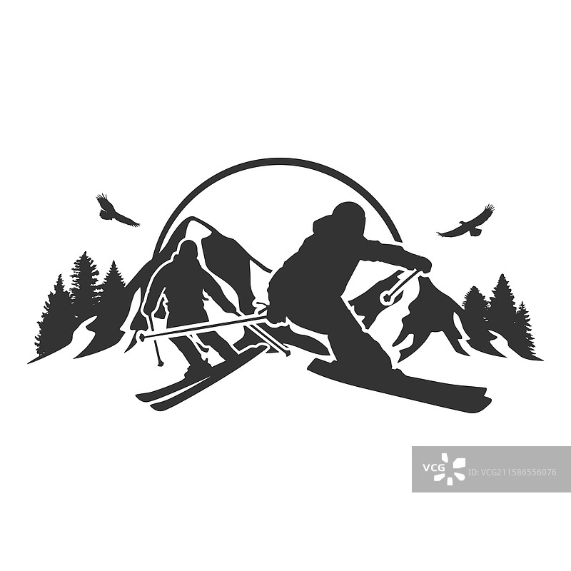 滑雪者剪贴画设计形状图片素材