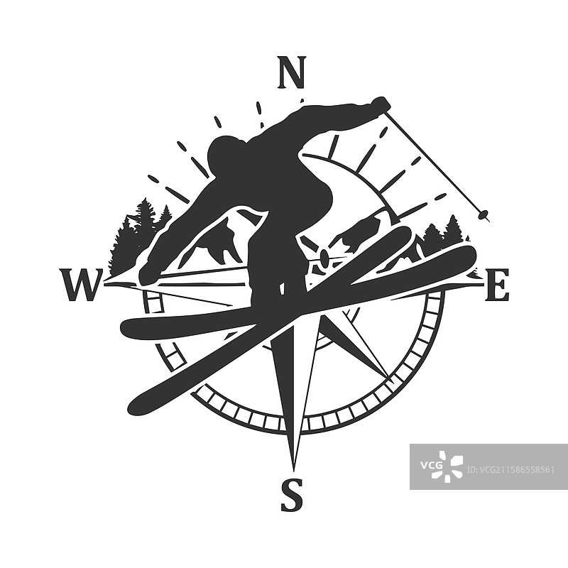 滑雪指南针剪贴画设计形状图片素材