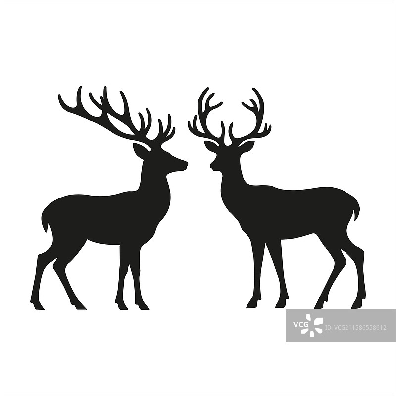 白色背景上的鹿剪影设计图片素材