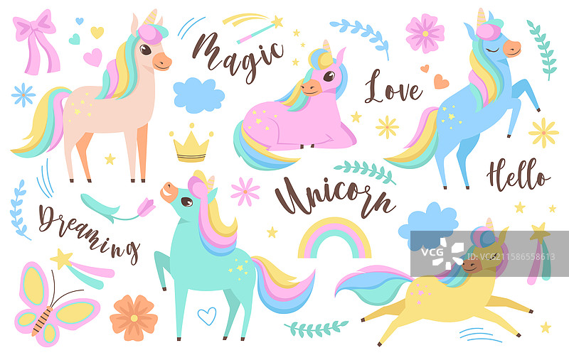 美丽的独角兽幻想童话角色图片素材